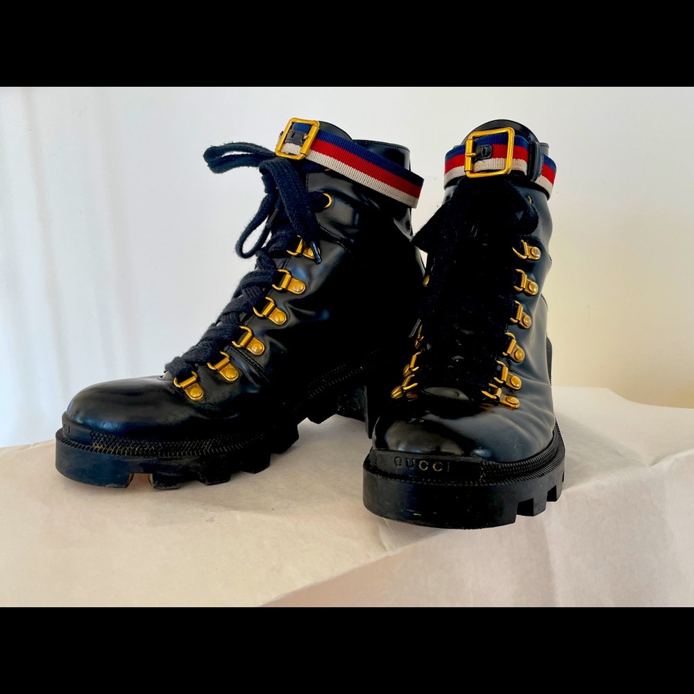 Gucci lace up heel boots